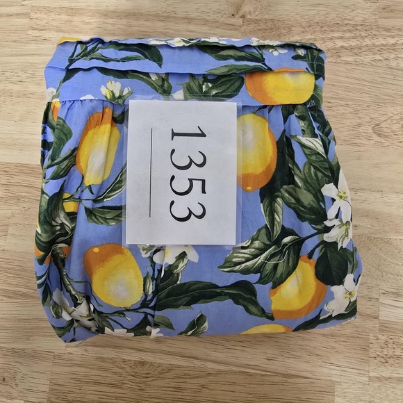 Anthropologie Dress Womens‎ XS Blue Lemon Print Cotton Maxi Tiered Puff Sleeve - Picture 11 of 12